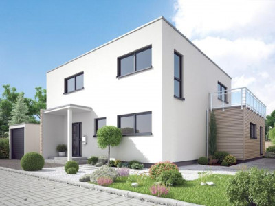 Bauhausstil: Effizienz 55 Haus (KFW40) im top modernen Design mit Wärmepumpe, Solar etc.