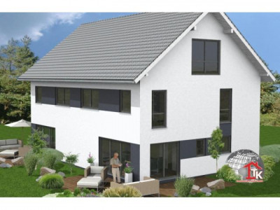 Modernes Doppelhaus, Effizienzhaus 55, schönes Grundstück mit leichtem Südhang