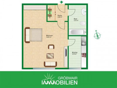 Feines möbliertes Stadt-Appartement sep. Küche ruhig und zentral.